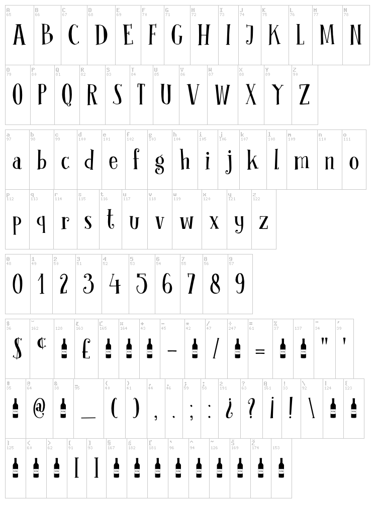 DK Clochard font map
